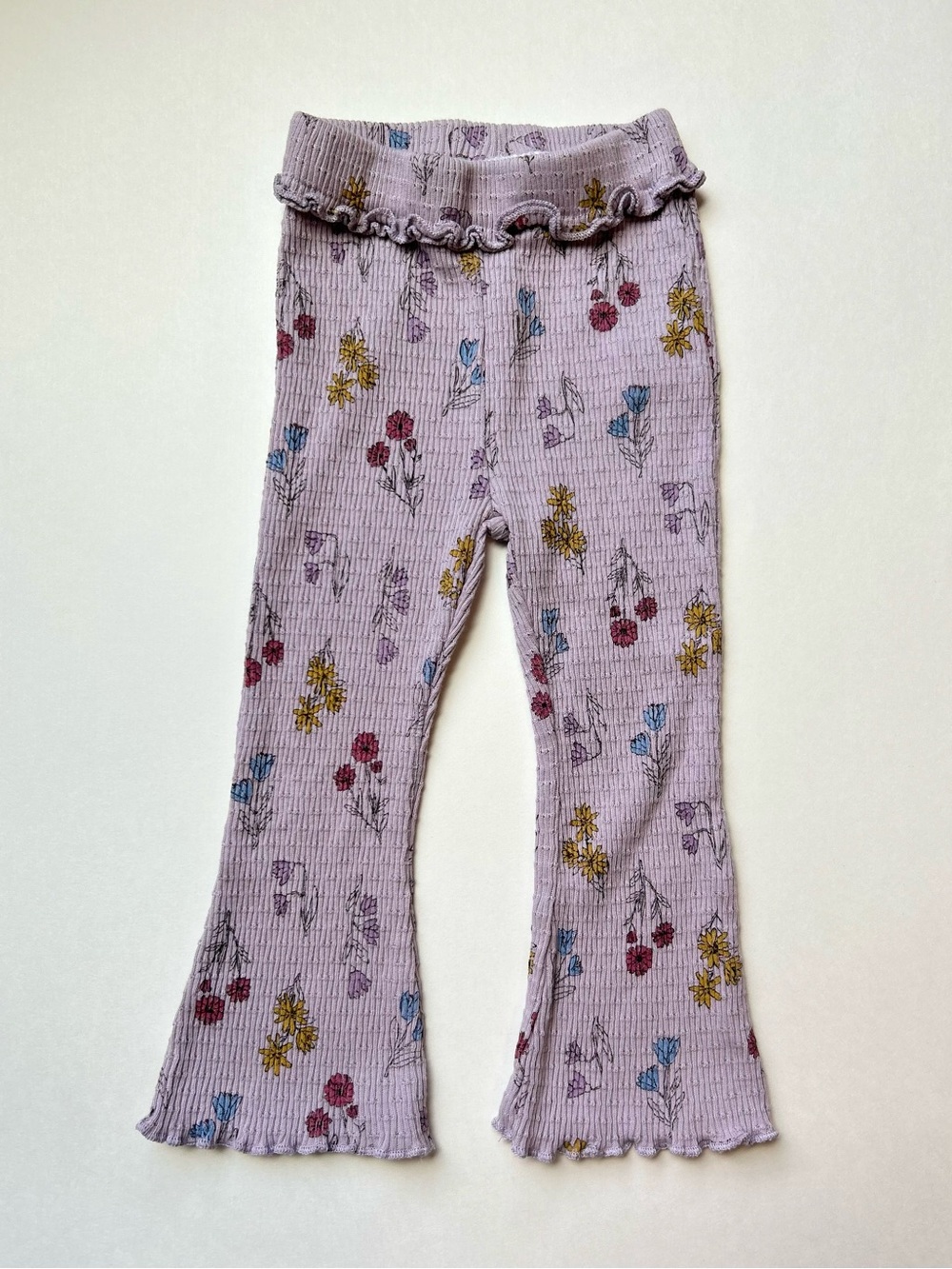 Zara Lilac Floral Ribbed Baby Leggings